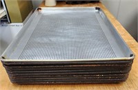 Lot of 10 Aluminum Perforated Baking Sheet Pans