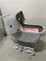 Painted Wicker Doll Carriage, 30x13x32 "