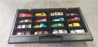 16 Assorted Matchbox Cars w/Plastic Storage