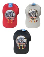 (12) Native Wolf Logo Hats