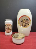 Chokin Vases and Trinket Box