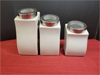 White Canister Set - comes with spoons & measures
