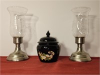 2 Preisner Pewter Hurricane Candle Holders and