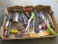 assorted gardening hand tools