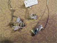 bumble bee necklace pendants sterling silver gem