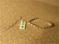 10K bracelet and asian stone w chain