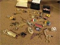 costume jewelry lot pins misc trinkets cuff links