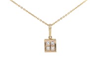 14K GOLD AND DIAMOND PENDANT ON 18K GOLD CHAIN, 7g