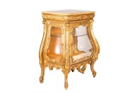GILTWOOD FRENCH BOMBE CABINET