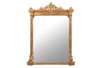 FRENCH CARVED GILTWOOD OVER MANTLE MIRROR