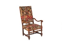 FRENCH UPHOLSTERED LOUIS XIV FORM CHAIR