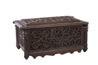 19th C GOTHIC STYLE CARVED OAK COFFER