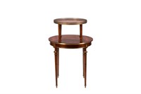 FRENCH 2-TIER BOUILOTTE TABLE WITH BRASS GALLERY