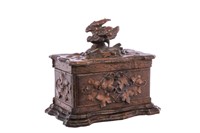 19th C CARVED BLACK FOREST TEA CADDY