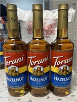 (3) Bottles Torani Hazelnut Syrup (New) -