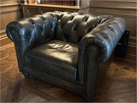 Designer Leather Tufted oversized armchairs 1 of 2