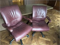 Leather Office Chair Pair of Burgandy