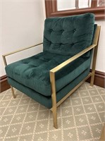 Custom Gold Metal framed Designer Chair with Green