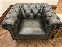Large Tufted Leather Designer Armchair (Left)