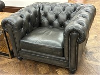 Large Tufted Leather Designer Armchair (Right)