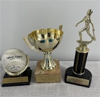 (3) Trophies & Ball