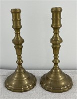 Large Pair Heavy Brass Candlesticks