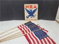 Vintage US  NRA  Member Poster 11 x 14" h & Flags