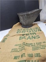 Galvanize Coal Bucket  & Advertising Burlap Bag