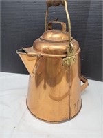 Very Large Copper & Brass  Kettle 13" high