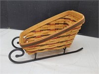 Longaberger Basket with Wrought Iron Sleigh