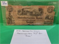 1858 Hartford City IN $3 Bank Currency