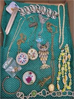 Costume Jewelry, Owl Pendant , Locket +