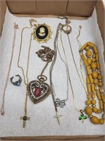 Costume Jewelry Lot, Cameo, Rings +