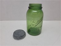 Vintage Olive Oil Ball Jar Lip has Chip w Zinc Lid