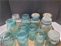 Lot of Blue Ball Canning Jars Square +