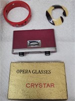 Vintage Bakelite Bracelet, Opera Glasses +