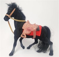 Horse Figurine with Saddle Real Fur
