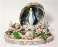 Virgin Mary Seashell Altar Religious Decor