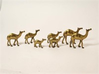 Family of Camels 7x Miniature Solid Brass Figurins