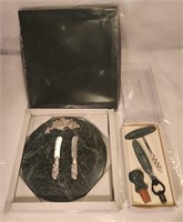 Marble Cheese Slicer w/Cheese Knives/Wine Bottle