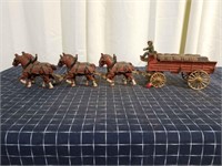 ByronA3D3 Cast iron toy Horses & wagon 32" Long