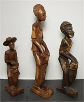 Sculptures - Wood (3x) Lot