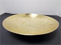 Solid Brass Double Dragon Bowl 9" Engraved Etched