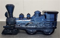 Steam Train Engine - Glass Blue Bottle Avon
