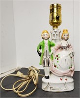 Table Lamp - Victorian Man Woman Porcelain Figuri