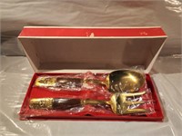 Thailand Bronze Buddha Fork & Spoon Set w/Box