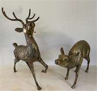 1970s Solid Brass Buck and Doe Figurines