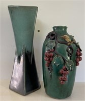 Vintage Sculptured Grapevine Vase & Large Vase