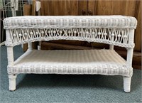 Vintage White Wicker Coffee Table