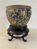 Vintage Chinoiserie Cachepot with Stand